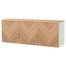 BESTÅ Wall-mounted cabinet combination, white/Hedeviken oak veneer, 180x42x66 cm