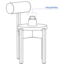 IKEA PS 2026 طاولة و 4 كراسي, صنوبر/Knäbäck أزرق ساطع, 156x75 سم