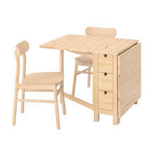NORDEN / RÖNNINGE Table and 2 chairs, birch/birch, 26/89/152 cm