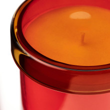 DVÄRGHÖK شمعة معطرة في كأس بغطاء, زهرة الحمضيات أحمر-برتقالي/أصفر- بني, 50 س