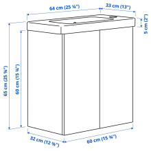ENHET / TVÄLLEN Wash-stnd w doors/wash-basin, light blue, 64x33x65 cm