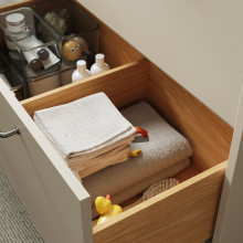 HAVBÄCK / VINDELÄLVEN Wash-stnd w drawers/wash-basin, beige/black marble effect, 62x49x77 cm