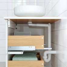 HAVBÄCK / VINDELÄLVEN Wash-stnd w drawers/wash-basin, beige/black marble effect, 62x49x77 cm