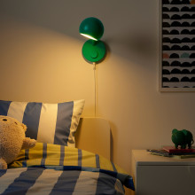 KORVSNÖRE LED wall lamp, dimmable/green