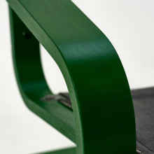 POÄNG Armchair and footstool, dark green/Kelinge grey-blue