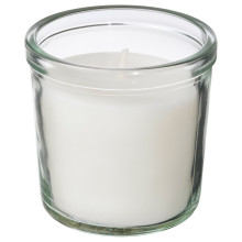 TRÅDCYPRESS شمعة معطرة في كأس, كتّان جديد/أبيض, 20 س