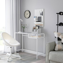 VITTSJÖ Laptop table, white/glass, 100x36 cm