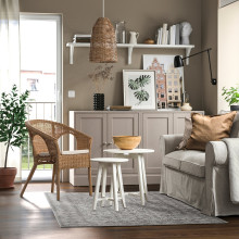 LOKALTÅG Rug, low pile, beige/grey, 133x195 cm