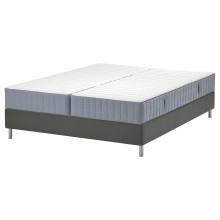 LYNGÖR Divan bed, Valevåg firm/extra firm/light blue dark grey, 160x200 cm