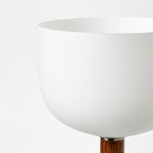 MOSSPLYM Floor uplighter/reading lamp, opal white glass/dark brown oak, 180 cm