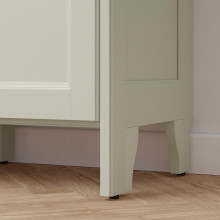 GULDDRAGARE Storage combination, beige/clear glass with 3 drawers, 162x37x216 cm