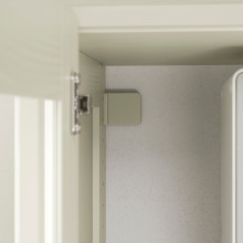 GULDDRAGARE Storage combination, beige clear glass/with doors with shelves, 200x37x216 cm