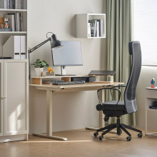TRAVSPORT / MARKUS Desk and chair, electric oak effect/beige dark grey