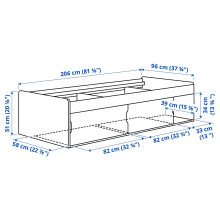 KLIPPUGGLA Bed frame with storage, white, 90x200 cm