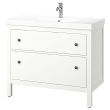 HEMNES / ORRSJÖN خزانة حوض بأدراج/حوض/خلاط, أبيض, 102x49x89 سم