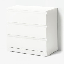 LILLBERGET Chest of 3 drawers, white, 70x43x68 cm