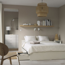 VIHALS Bed frame, 2 stor box/1 trundle bed, white/Lindbåden, 140x200 cm