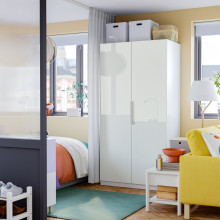 PAX / FARDAL Wardrobe combination, white high-gloss white/white, 100x60x201 cm