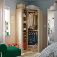 PAX / FORSAND Corner wardrobe, white stained oak effect/white stained oak effect, 111/88x201 cm