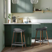 GRÖNSTA Bar stool, counter height gray/dark brown/wood indoor/outdoor, 25 1/4 