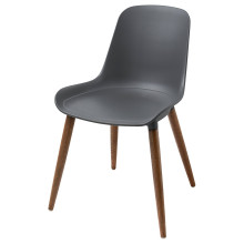 GRÖNSTA Chair, in/outdoor grey/dark brown/wood