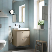 HAVBÄCK / ORRSJÖN Wash-stnd w drawers/wash-basin, beige/light bamboo, 62x49x71 cm