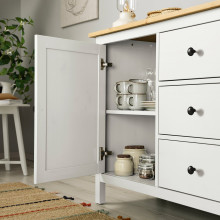 HEMNES خزانة جانبية, أبيض/بني فاتح, 157x88 سم