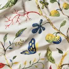 KRONBUSKE شرشف بمطاط, بيج فاتح/نقش زهور, 90x200 سم