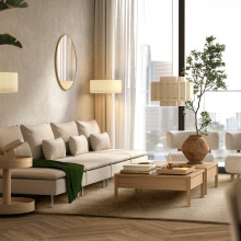 STOENSE Rug, low pile, beige, 240x350 cm
