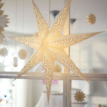 STRÅLA Lamp shade, paper star/lace white, 90 cm