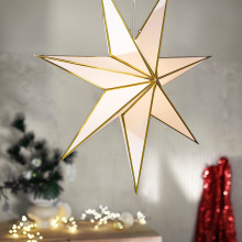 STRÅLA Lamp shade, paper star/white gold-colour, 70 cm