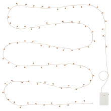 STRÅLA LED lighting chain, bell-shaped battery-operated/brass-colour, 4.5 m