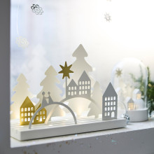 STRÅLA LED table decoration, landscape/village