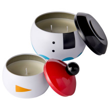 VINTERFINT Scented candle in tin, set of 2, snowman candy cane/white