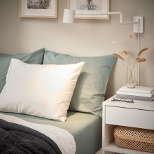 DVALA Fitted sheet, grey-green, 120x200 cm