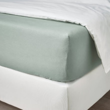 DVALA Fitted sheet, grey-green, 120x200 cm