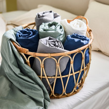 DVALA Fitted sheet, grey-green, 120x200 cm