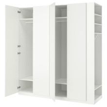 PAX / FORSAND دولاب ملابس, أبيض/أبيض, 220x60x236 سم