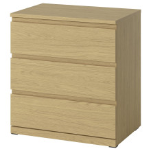 STORKLINTA خزانة بـ 3 أدراج, شكل السنديان, 70x50x75 سم