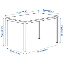 VIHALS / BUSLÄTT طاولة و 4 كراسي, أبيض أبيض/أبيض صنوبر, 125x74 سم