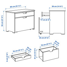 KALLSÖ مقعد طويل بتخزين, رمادي, 80x38x56 سم