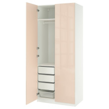 PAX / FARDAL تشكيلة دولاب ملابس., أبيض/لامع برتقالي فاتح, 100x60x236 سم