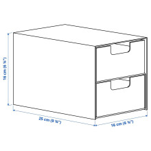 FJÄDERHARV وحدة أدراج صغيرة مع دُرجين, أبيض, 16x25 سم