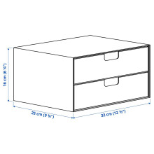 FJÄDERHARV وحدة أدراج صغيرة مع دُرجين, أبيض, 32x25 سم