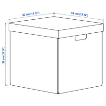 FJÄDERHARV صندوق تخزين مع غطاء, فحمي, 32x35x31 سم
