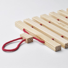 HALVNÄBB قاعدة قِدر, قابلة للتمديد أحمر فاتح/صنوبر, 16-32x20 سم