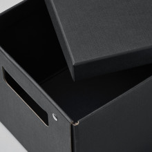 FJÄDERHARV صندوق تخزين مع غطاء, فحمي, 18x25x16 سم