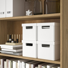 FJÄDERHARV صندوق تخزين مع غطاء, أبيض, 18x25x16 سم