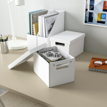 FJÄDERHARV صندوق تخزين مع غطاء, أبيض, 18x25x16 سم