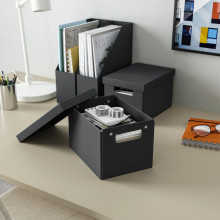 FJÄDERHARV صندوق تخزين مع غطاء, فحمي, 18x25x16 سم